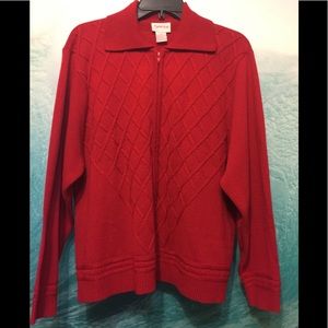 Crystal long sleeve sweater with zippered front